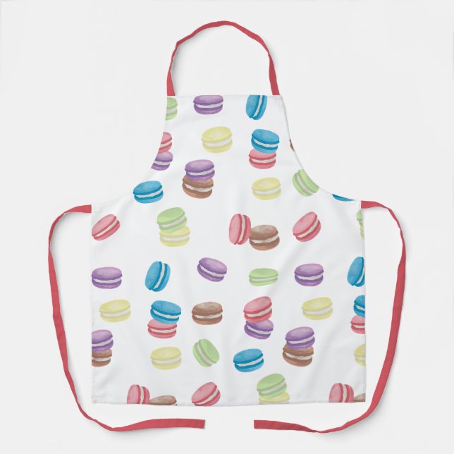 Colourful Pastel Watercolor French Macarons  Apron (Front)