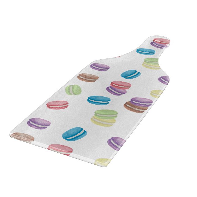 Colourful Pastel Watercolor French Macarons  Cutting Board (Corner)