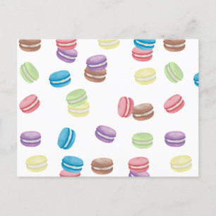 Colourful Pastel Watercolor French Macarons  Holiday Postcard