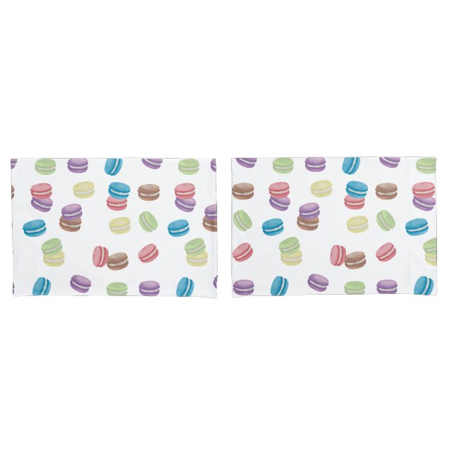 Colourful Pastel Watercolor French Macarons  Pillowcase (Front-Set)