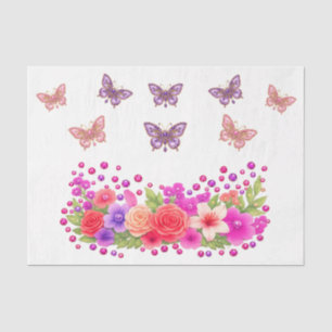 Colourful Pastel Wildflowers Butterflies Decoupage Tissue Paper