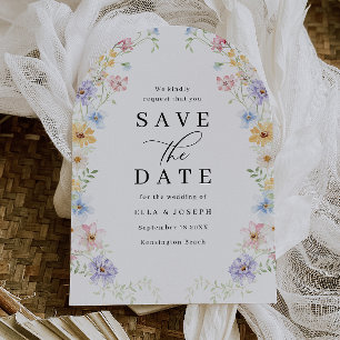 Colourful Pastel Wildflowers Wedding Save The Date