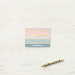 Colourful Pastell Gold Personalised Colour Stripes Post-it Notes