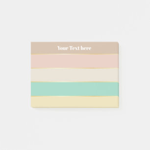 Colourful Pastell Gold Personalised Colour Stripes Post-it Notes