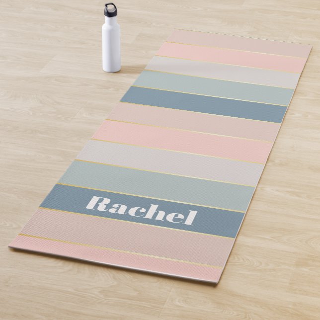 Colourful Pastell Personalised Colour Stripes Yoga Mat (In Situ)