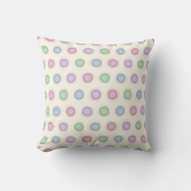 Colourful Pastels Distressed Polka Dots Cushion (Front)