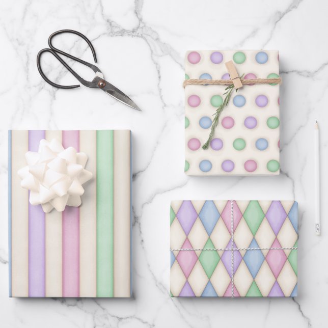 Colourful Pastels Pattern Collection Wrapping Paper Sheet (Front)