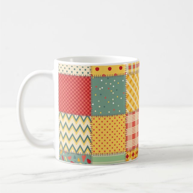 Colourful patchwork: abstract seamless ornaments. coffee mug (Left)