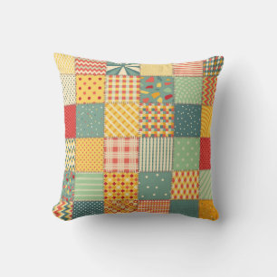 Colourful patchwork: abstract seamless ornaments. cushion
