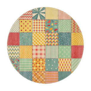 Colourful patchwork: abstract seamless ornaments. cutting board