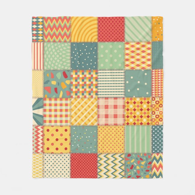 Colourful patchwork: abstract seamless ornaments. fleece blanket (Front)