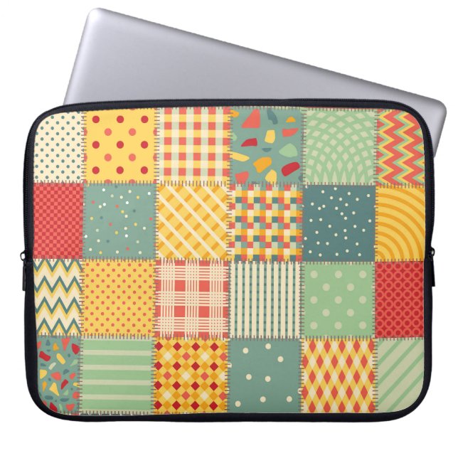 Colourful patchwork: abstract seamless ornaments. laptop sleeve (Front)