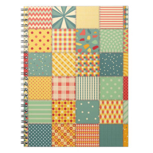 Colourful patchwork: abstract seamless ornaments. notebook