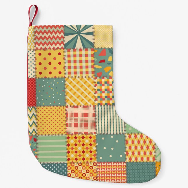 Colourful patchwork: abstract seamless ornaments. small christmas stocking (Front)