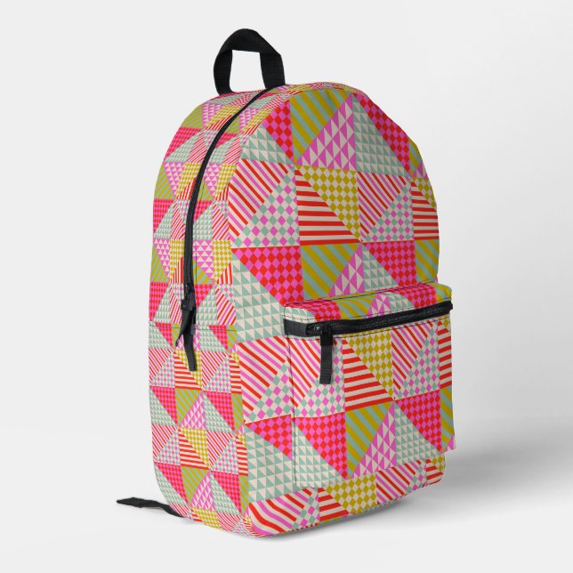 Colourful Patchwork Backpack (Back Corner Left)