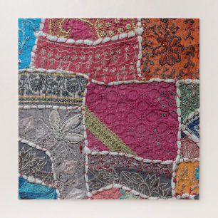 Colourful Patchwork Carpet Closeup Detail Jigsaw Puzzle