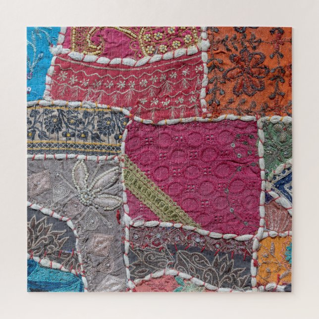 Colourful Patchwork Carpet Closeup Detail Jigsaw Puzzle (Vertical)
