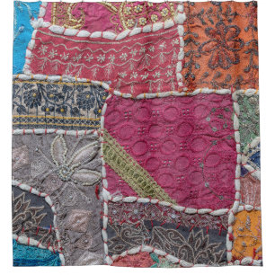 Colourful Patchwork Carpet Closeup Detail Shower Curtain