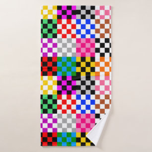Colourful Patchwork Chequered Pattern Design Bath Towel