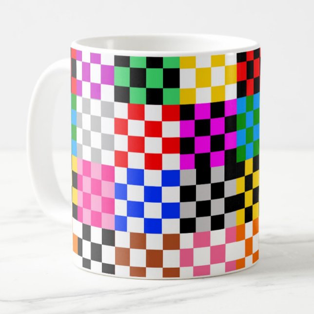 Colourful Patchwork Chequered Pattern Design  Coffee Mug (Creator Uploaded)