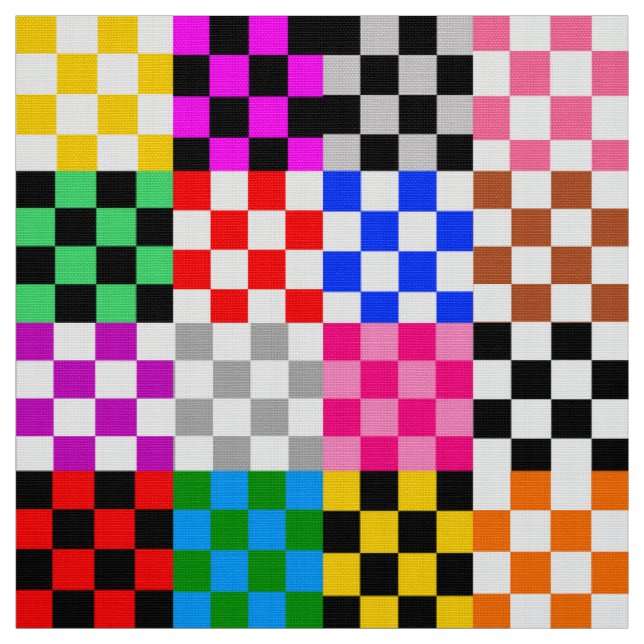 Colourful Patchwork Chequered Pattern Design  Fabric (Swatch)