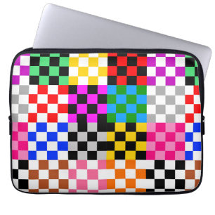 Colourful Patchwork Chequered Pattern Design Laptop Sleeve