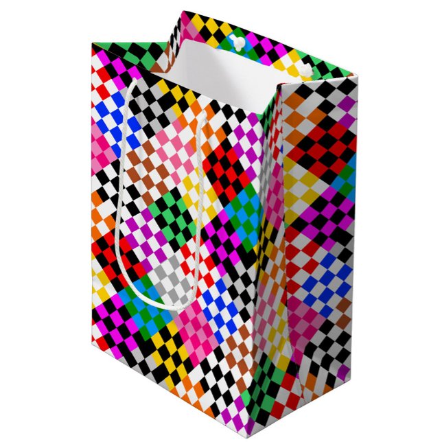 Colourful Patchwork Chequered Pattern Design  Medium Gift Bag (Creator Uploaded)
