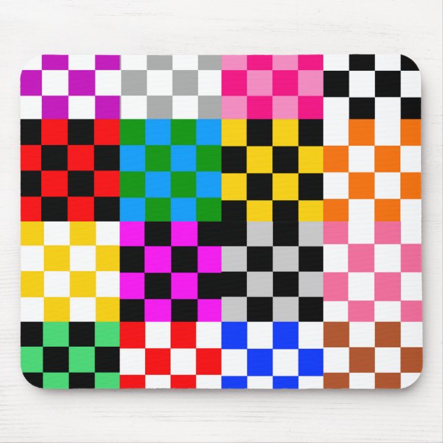 Colourful Patchwork Chequered Pattern Design  Mouse Pad (Front)