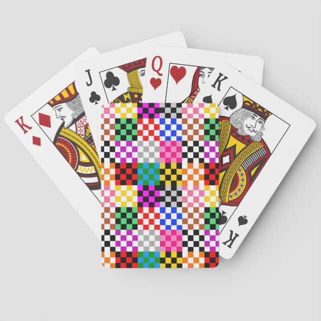 Colourful Patchwork Chequered Pattern Design  Playing Cards (Back)