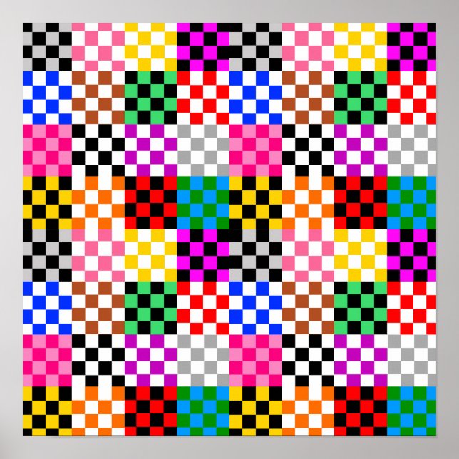 Colourful Patchwork Chequered Pattern Design  Poster (Front)