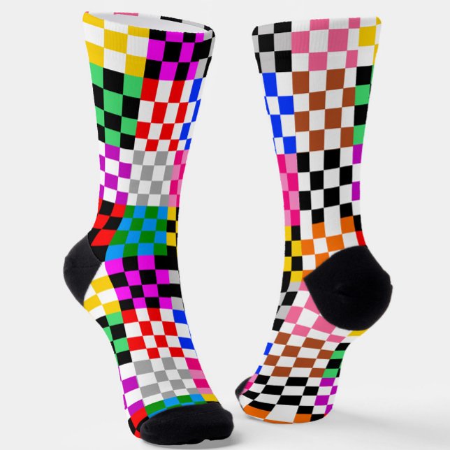 Colourful Patchwork Chequered Pattern Design  Socks (Creator Uploaded)