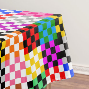 Colourful Patchwork Chequered Pattern Design Tablecloth