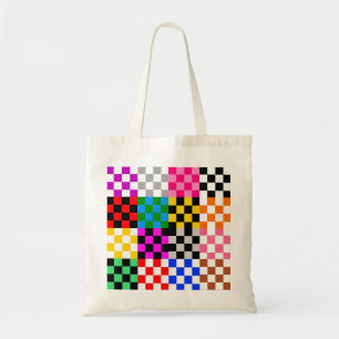 Colourful Patchwork Chequered Pattern Design Tote Bag