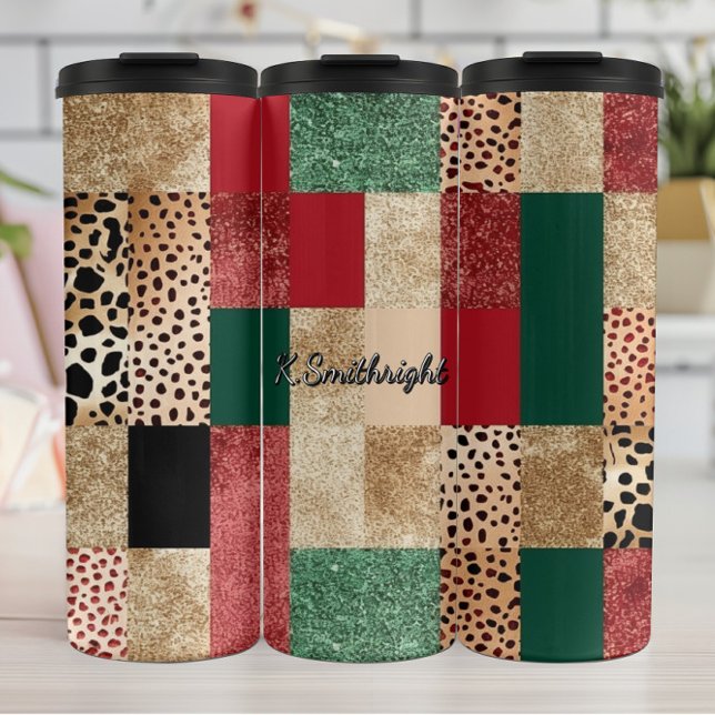 Colourful Patchwork Design Animal Prints Textured  Thermal Tumbler (Creator Uploaded)