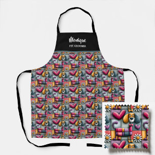 Colourful Patchwork Dog Pattern Pet Groomer Apron