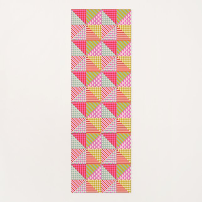 Colourful Patchwork Exercise Pilates Yoga Mat (Front)