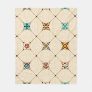Colourful Patchwork Islam Arabic Tile Fleece Blanket