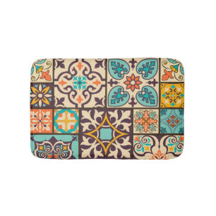 Colourful Patchwork Islam Motifs Tile Bath Mat