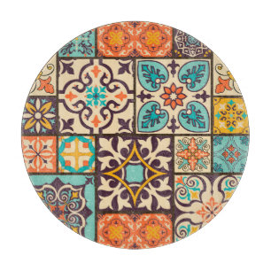 Colourful Patchwork Islam Motifs Tile Cutting Board