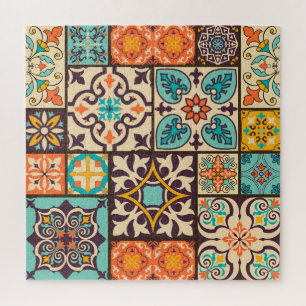 Colourful Patchwork Islam Motifs Tile Jigsaw Puzzle