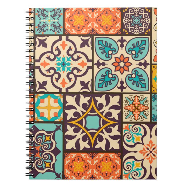 Colourful Patchwork Islam Motifs Tile Notebook (Front)