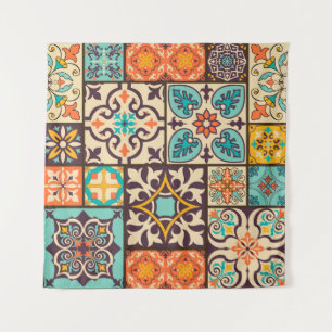 Colourful Patchwork Islam Motifs Tile Tapestry