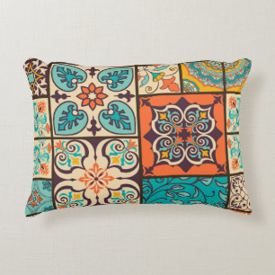 Colourful Patchwork Islamic Majolica Tile Decorative Cushion