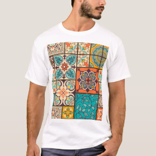 Colourful Patchwork Islamic Majolica Tile T-Shirt