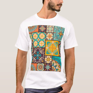 Colourful Patchwork Islamic Tile Seamless T-Shirt