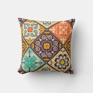 Colourful Patchwork: Majolica Tile Design Cushion