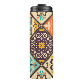 Colourful Patchwork: Majolica Tile Design Thermal Tumbler