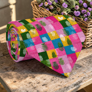 Colourful Patchwork Pattern Custom Necktie