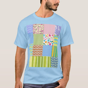 Colourful Patchwork Pattern Graphic T-Shirt