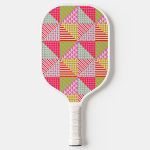 Colourful Patchwork Pickleball Paddle